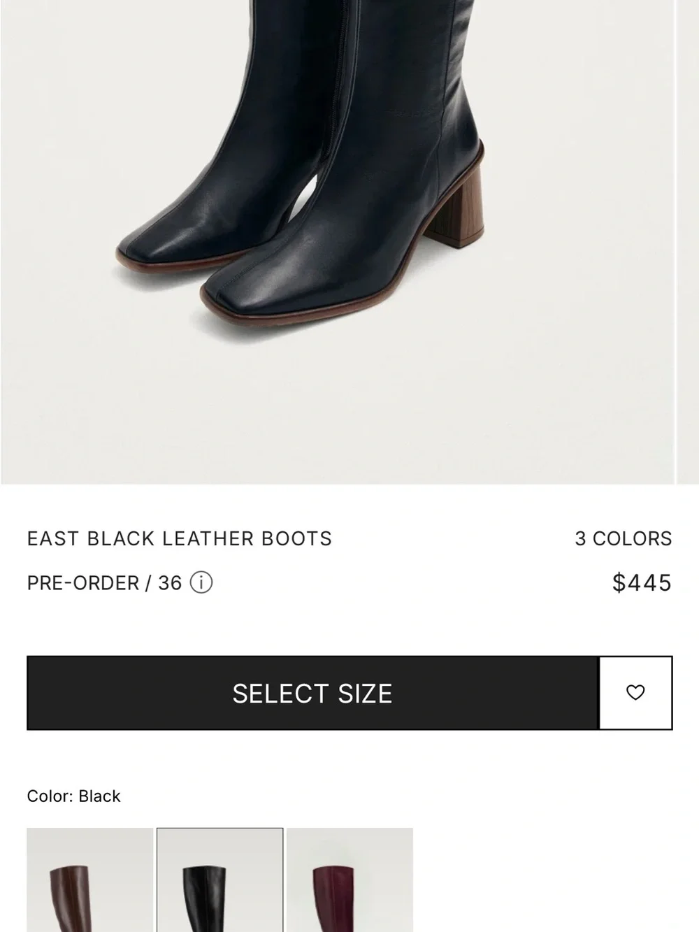 ALOHAS Black Over-the-Knee Leather Boots with Block Heel